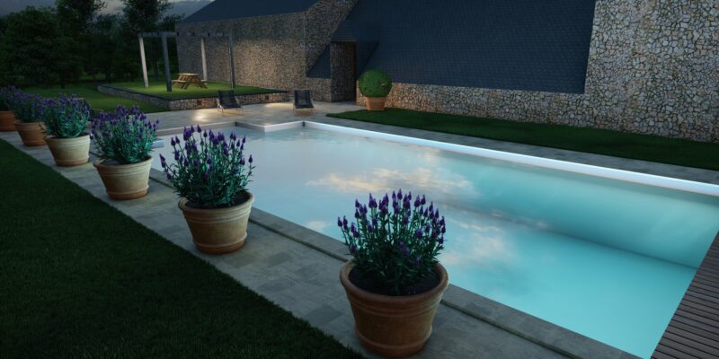 projet éclairage piscine rendu 3D